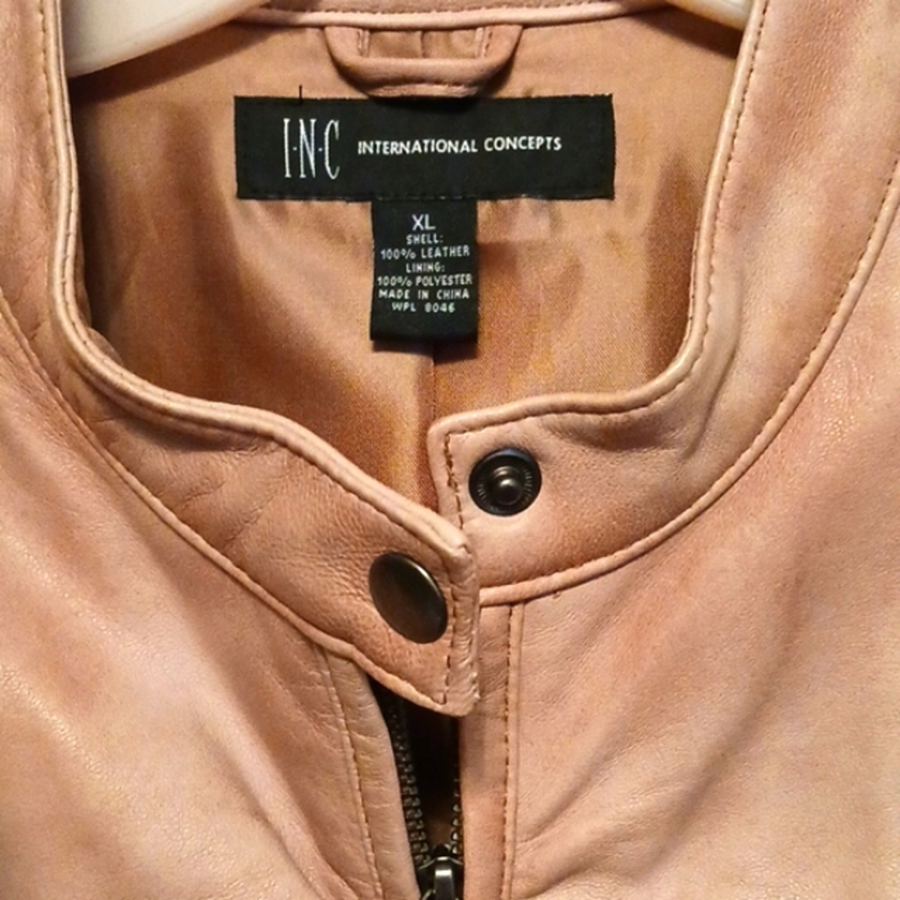 Stunning! INC โ๏ธ Leather Shirred Detail Design Jkt. XL - Picture 2 of 9